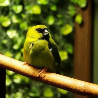 Um verdinho pássaro Manon bastante observador.