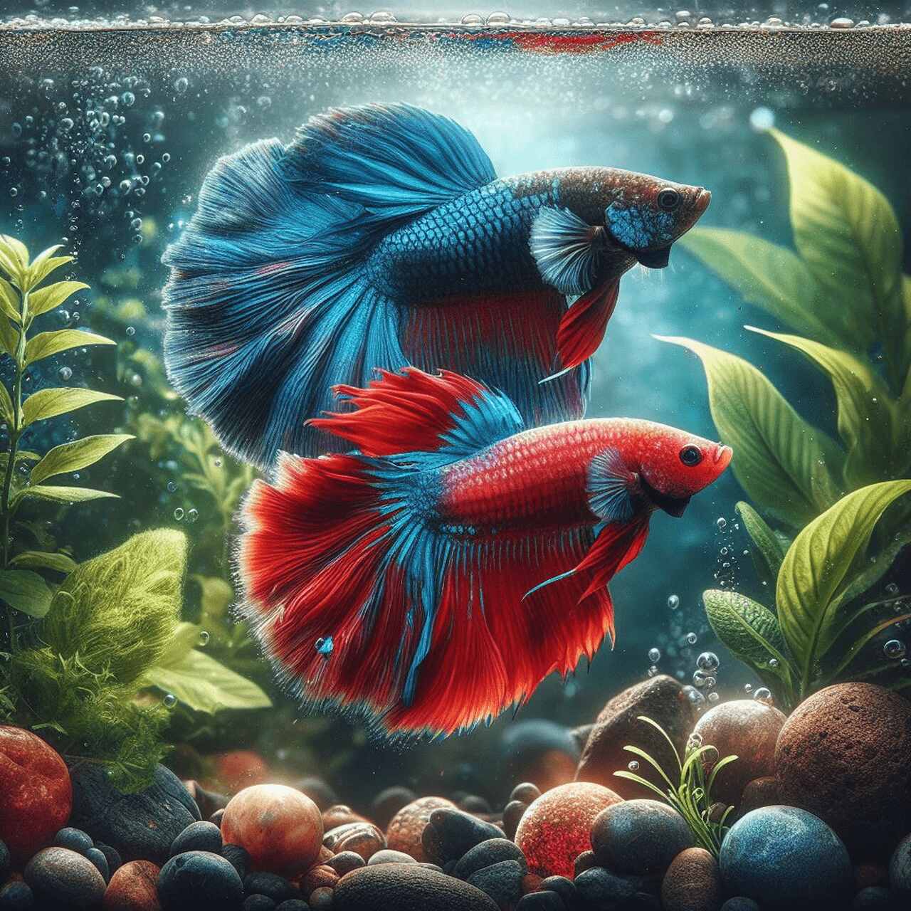 Dois peixes lindos em reprodução.